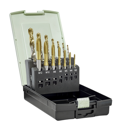 Kit de tarauds & filières RS PRO, HSS 18 pièces, M3 M12 → M3 M12 | RS