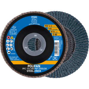 PFERD POLIFAN® flap disc PFC 115 Z 40 PSF/22,23