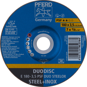 PFERD Reinforced grinding wheel E 178 3,5 A 24 P PSF INOX DUO/22,23