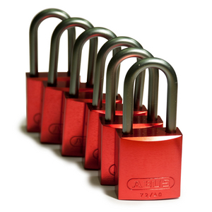 BOX 6 FULL ALU PADLOCKS 40MM SHACKLE KEYED DIFFERENTLY RED 814073-FULL ALU PADLOCKS 40MM SHA KD RED/6