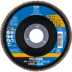 PFERD POLIFAN® flap disc PFC 115 Z 40 PSF/22,23