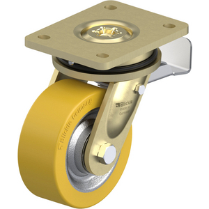 ROULETTE PIVOT. 500KG D.125MM AC BAND.POLYU 50MM MOY BILLE+FR