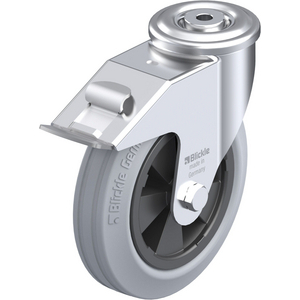 LER-VPP 180G-FI-SG Lenkrolle spurlos grau mit Stop-Fix