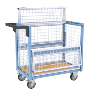 CHARIOT CONTENEUR GRILLAGE AVEC TOIT 850X500 MM 250 KG