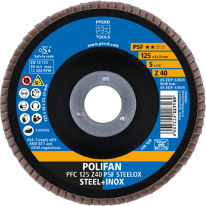 PFERD POLIFAN® flap disc PFC 125 Z 40 PSF/22,23