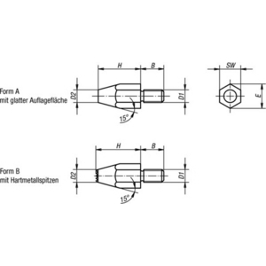 K0296.06. Fuss mit Gewindezapfen Form A