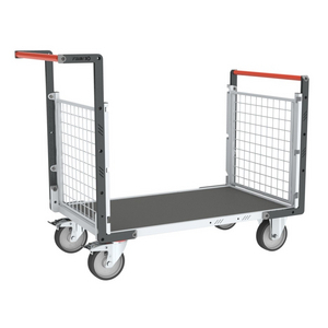 CHARIOT MODULAIRE GRILLAGE 2 DOSSIERS, PLATEAU BOIS AVEC