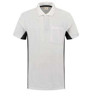 TRICORP POLOSHIRT BORSTZAK 202002 WIT/DONKER GRIJS MT XL