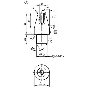 K1094.208 Aufnahmebolzen Kurze Ausführung F:B Werkzeugstahl D1=8 D2=6