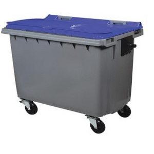 CONTENEUR KOROK 4 ROUES-660L SANS BARRE-GRIS/BLEU