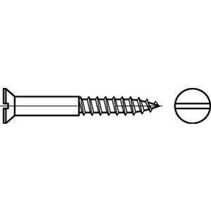 M 2.5X16 DIN 97 MS NI Senk-Holzschraube mit Schlitz Messing vernickelt