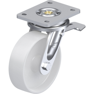 ROULETTE PIVOT. 450KG D.160MM AC BAND.POLYA 50MM MOY LISSE+FR