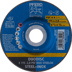 PFERD Reinforced grinding wheel E 178 3,5 A 24 P PSF INOX DUO/22,23