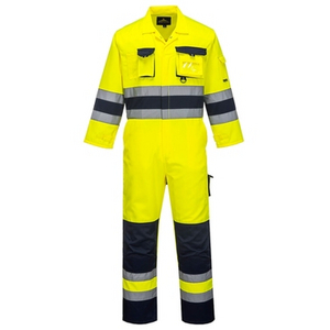 PORTWEST OVERALL NANTES TX55 HI-VIS GEEL/MARINE MT L
