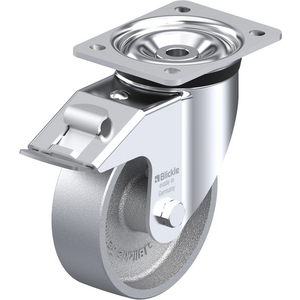 ROULETTE PIVOT. 600KG D.150MM AC FONTE 50MM MOY LISSE+FR