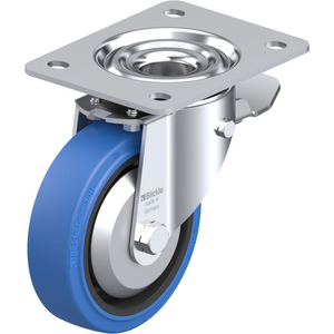 LK-POEV 125R-3-ST-SB-FA Lenkrolle spurlos blau mit Fadenschutz und Stop-Top