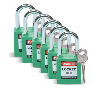 LUCCHETTO DI SICUREZZA 051345 SFTY PADLOCK STEEL 38MM SHA GREEN 6/PAC