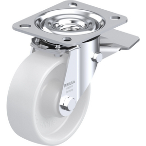 ROUE PIVOT. 200KG D.100MM AC BAND.POLYA 37MM MOY ROULX+FR