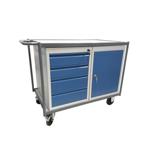 WOODEN SHEL TROLLEY - 250KG - 1000X600MM - 4 DRAWERS + 1 DOOR BLOCK 887633