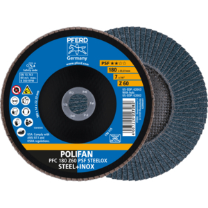 PFERD POLIFAN® flap disc PFC 180 Z 60 PSF/22,23
