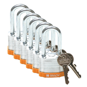 LUCCHETTO IN ACCIAIO LAMINATO â CON RITENUTA DELLA CHIAVE 814100 STEEL PADLOCK 38MM SHA KD ORANGE/6