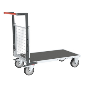 CHARIOT MODULAIRE GRILLAGE 1 DOSSIER, PLATEAU BOIS AVEC