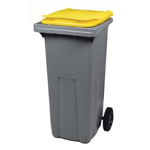 CONTENEUR 2 ROUES KOROK-240L SANS BARRE-GRIS/JAUNE
