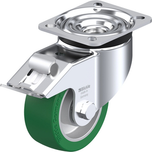 ROULETTE PIVOT. 250KG D.100MM AC BAND.POLYU 40MM MOY BILLE+FR