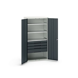 ARMOIRE POLY 1050X550X2000 AV 3 TABLETTES 4 TIROIRS