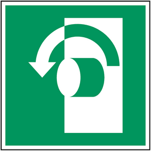 SEGNALETICA DI SICUREZZA ISO â GIRARE LA MANIGLIA IN SENSO ANTIORARIO 816354 PIC E018-200X200-PP-CRD/1