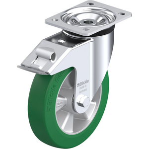 ROULETTE PIVOT. 600KG D.200MM AC BAND.POLYU 50MM MOY BILLE+FR