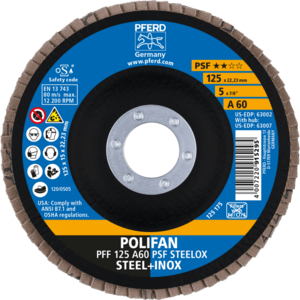PFERD POLIFAN® flap disc PFF 125 A 60 PSF/22,23
