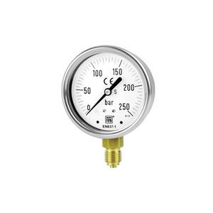 MANOMETRO STANDARD, MODELLO MGS10. DIAMETRO CASSA DN63. RACCORDO POSTERIORE,CAMPO SCALA 0 4 BAR/KPA, MAN. D:63 MM ATT. 1/4 FLANGIA 3 FORI POSTERIORE GLICERINA 0/4 BAR BAR/KPA