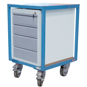 SERVANTE 400KG 2 PLATEAUX BOIS 600X600 MM 1 BLOC TIROIRS TOLE