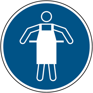 SEGNALETICA DI SICUREZZA ISO â E' OBBLIGATORIO INDOSSARE IL GREMBIULE PROTETTIVO 821703 PIC M026-DIA 200-PP-CRD/1