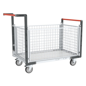 CHARIOT MODULAIRE GRILLAGE 2 DOSSIERS + 2 RIDELLES, PLATEAU