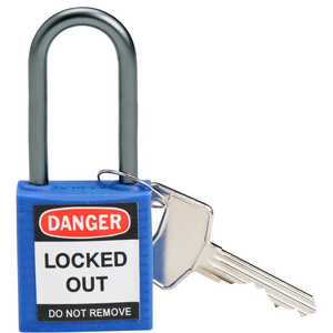 BOX 6 COMPACT SAFETY PADLOCK 38MM SHACKLE KEYED DIFFERENTLY BLUE 814124-COMPACT SAFE PADLOCK 38MM SHA KD BLUE/6