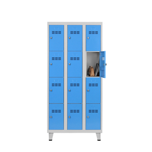VESTIAIRE CASES 3 COL. 4 CASES CORPS RAL 7035/PORTES RAL 5012