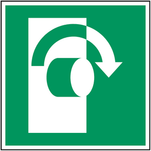 SEGNALETICA DI SICUREZZA ISO â GIRARE LA MANIGLIA IN SENSO ORARIO 816513 PIC E019-200X200-PP-CRD/1