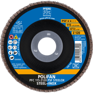 PFERD POLIFAN® flap disc PFC 115 Z 120 PSF/22,23