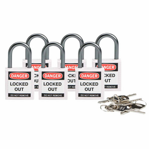 LUCCHETTO DI SICUREZZA COMPATTI CON ARCO DA 25 MM â CHIAVI DIVERSE 814122 814122