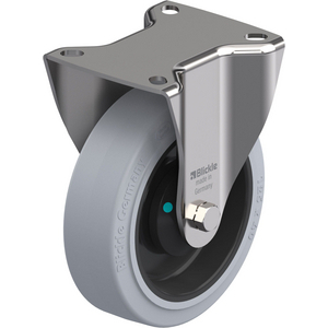 583070-RUOTA CON SUPPORTO FISSO IN ACCIAIO INOX, ATTACCO A PIASTRA RUOTA PER ALTE PORTATE CON ANELLO BX-POEV 125KAD-SG