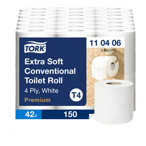 TORK TOILETPAPIER 4-LGS WIT 150 VEL T4 PREM 110406 (PK=6RO)