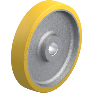 ROUE 2400KG D.400MM 80MM POLYU JANTE FONTE MOYEU P/CLAVETTE