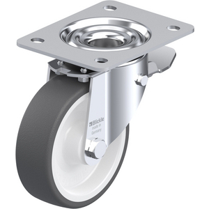 ROUE PIVOT 350KG D.125 AC BAND.POLYA 40MM MOY A ROULX