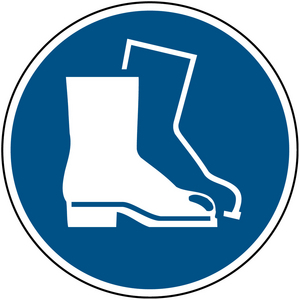 SEGNALETICA DI SICUREZZA ISO â E' OBBLIGATORIO INDOSSARE SCARPE DI SICUREZZA 819025 PIC M008-DIA 200-AL-CRD/1