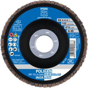 PFERD POLIFAN® flap disc PFF 115 A 40 SG COOL/22,23