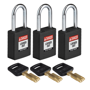 LUCCHETTO SAFEKEY â NYLON 150294 NYL-BLK-38ST-KA3PK