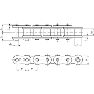 RS08HT-1 (3.05M) Hochleistungsrollenkette-Einfach ANSI Tsubaki