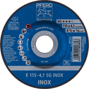 PFERD Reinforced grinding wheel E 115 4 A 30 N SG INOX/22,23